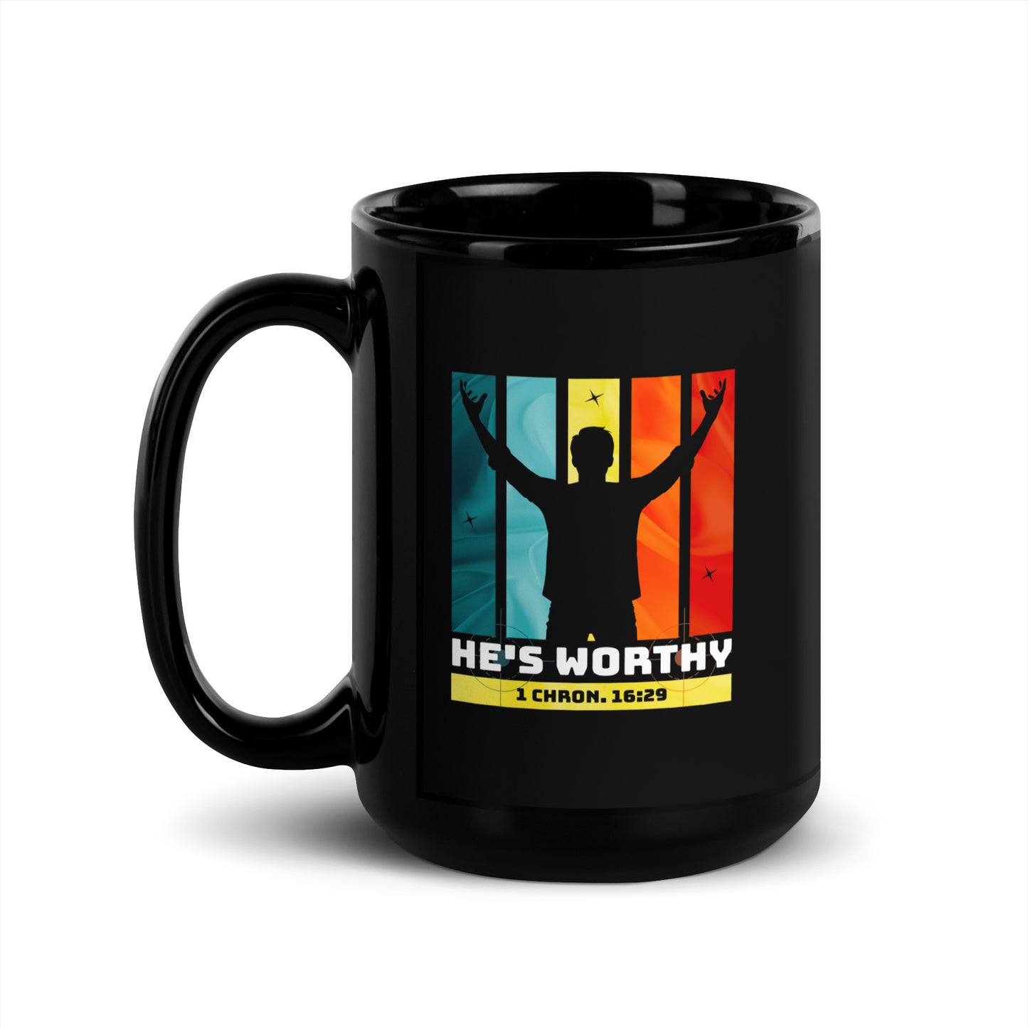 HE'S WORTHY - BLK Mug